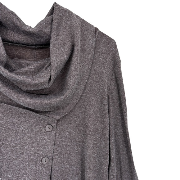 SOFT SURROUNDINGS Sweater Cowl Neck Asymmetrical Buttons Purple - Picture 3 of 7